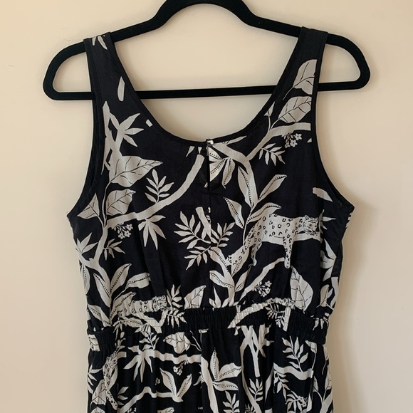 TROPICAL PANTHER TIPPED FIT FLARE DRESS SZ 6 cotton lined pockets midi - Picture 5 of 13